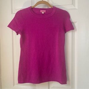 J Crew Magenta Cashmere Short Sleeve Sweater